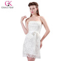 Grace Karin Newest Ladies White Lace Knee Length Bridesmaid Dress 2015 CL4472